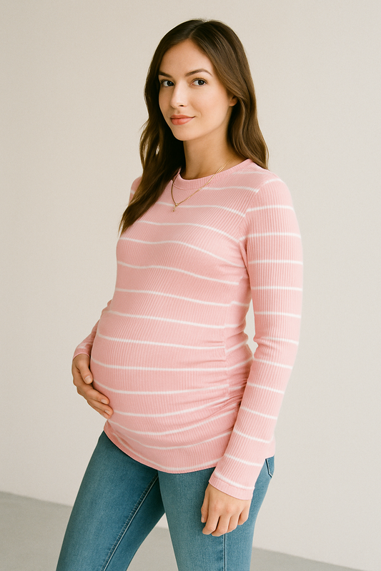 Essential Striped Ribbed Maternity Top