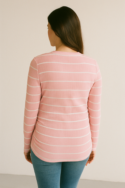 Essential Striped Ribbed Maternity Top
