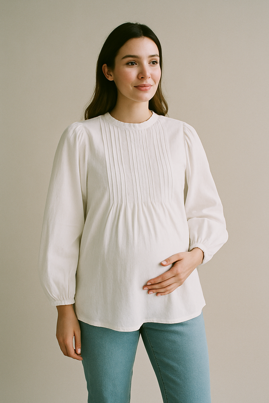 Pin-tuck Maternity Blouse